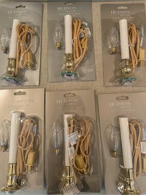 Set of six (6) Automatic On/Off Sensor Electric Taper Candles- White